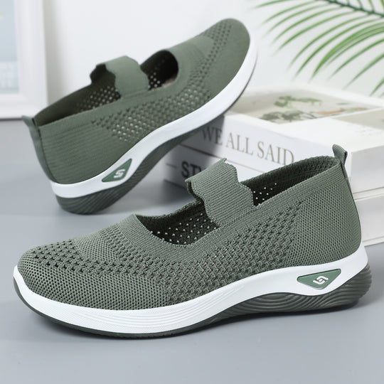 Damen Komfortable Freizeitschuhe mit elastischem Riemen und atmungsaktiver Netzstruktur EB