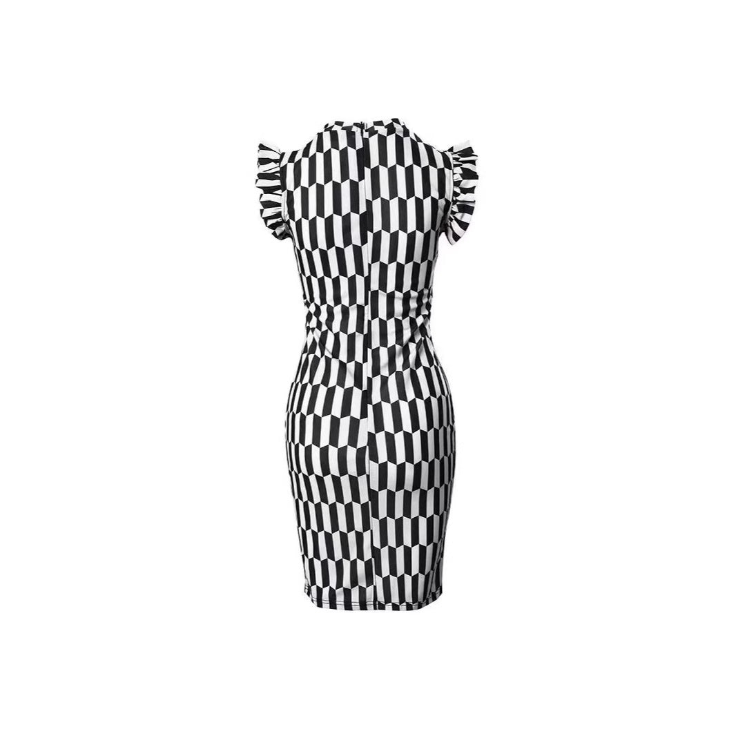 Damen Figurbetontes Kleid mit dekorativen Rüschendetails EB