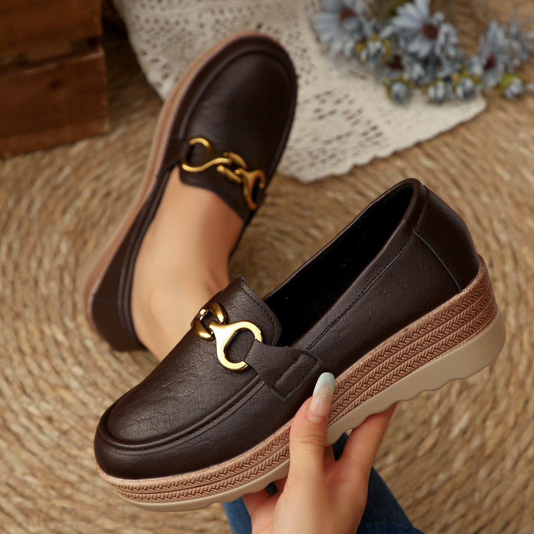Damen Schicke Loafers mit modischem Kork-Detail und rutschfester Sohle EB