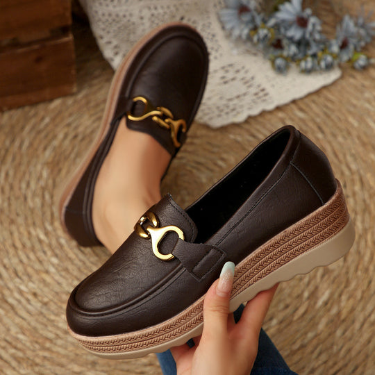 Damen Schicke Loafers mit modischem Kork-Detail und rutschfester Sohle EB