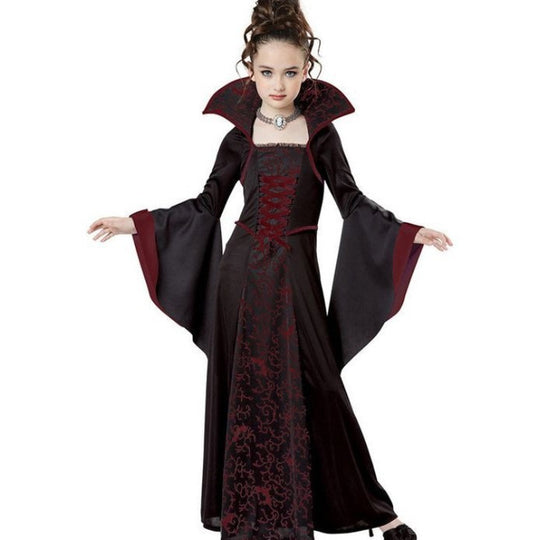Mädchen Halloween Kostüm im Vampir-Stil mit bunten Akzenten Heidi-Mode