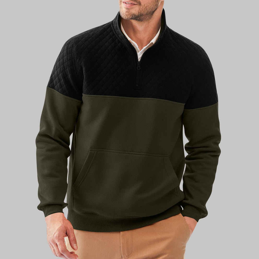 Herren Fleece-Pullover mit Steppdetails und hohem Kragen EB