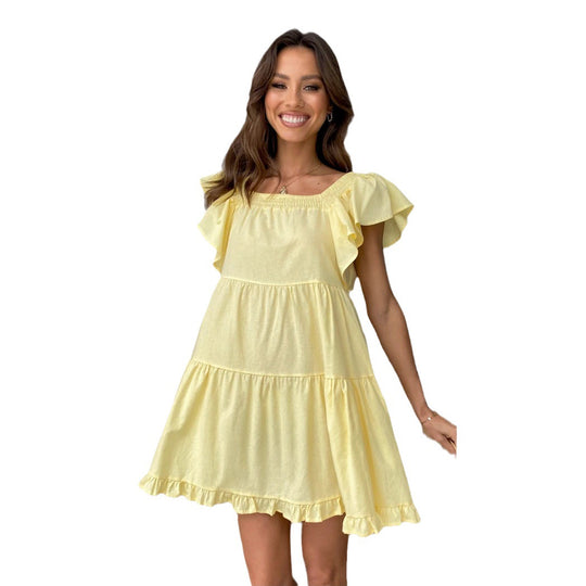 Damen Off-Shoulder Freizeitkleid mit Volant-Details EB