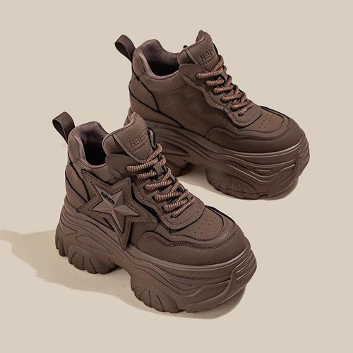 Damen Chunky Sneaker mit modischem Sternen-Design und extragroßer Sohle EB