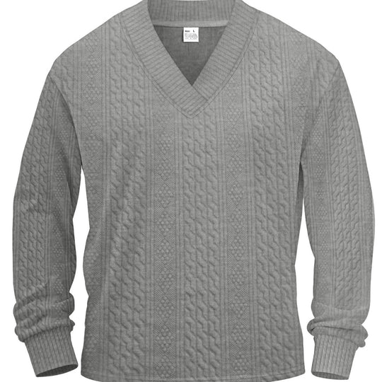 Herren nan strukturierter V-Ausschnitt Strickpullover mit Kabel- und Wabenmuster EB
