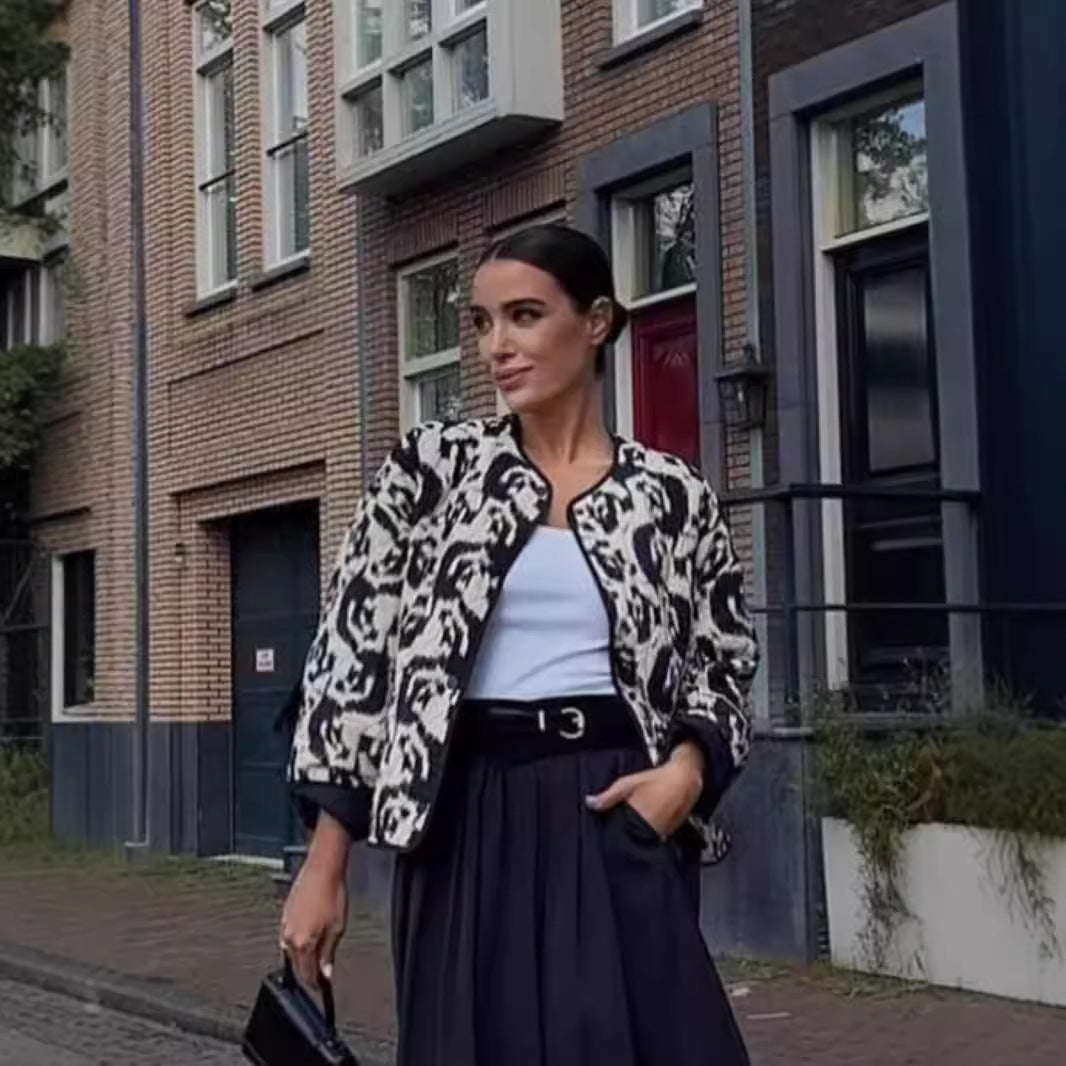 Damen urbaner gefütterter Blouson mit einzigartigem Muster EB