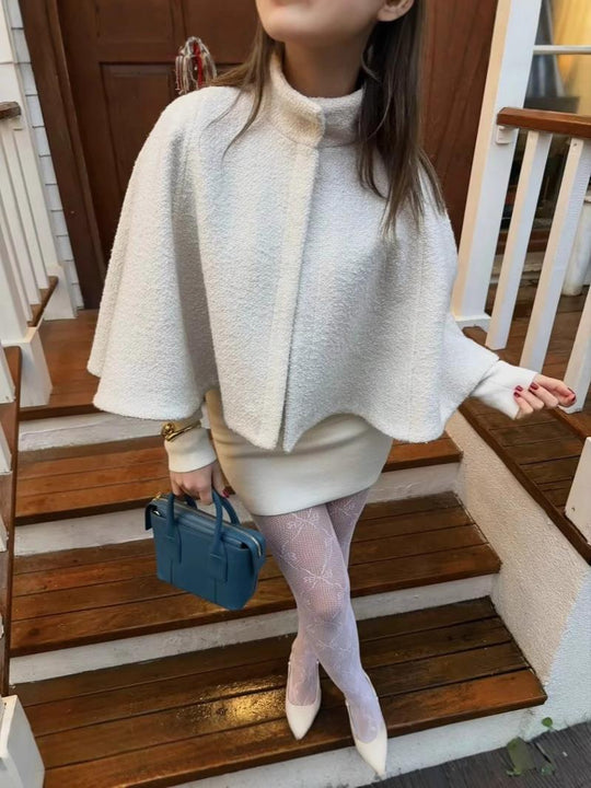 Damen elegante Umhangjacke aus strukturiertem Gewebe EB