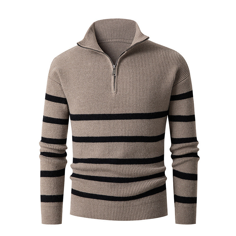 Herren Strickpullover mit Stehkragen und sportlichem Reißverschluss EB