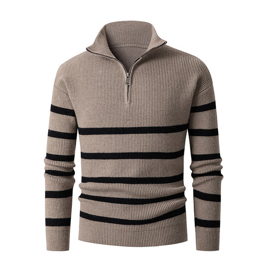 Herren Strickpullover mit Stehkragen und sportlichem Reißverschluss EB