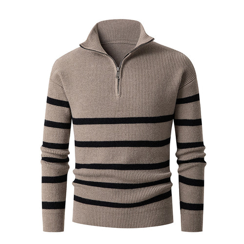 Herren Strickpullover mit Stehkragen und sportlichem Reißverschluss EB