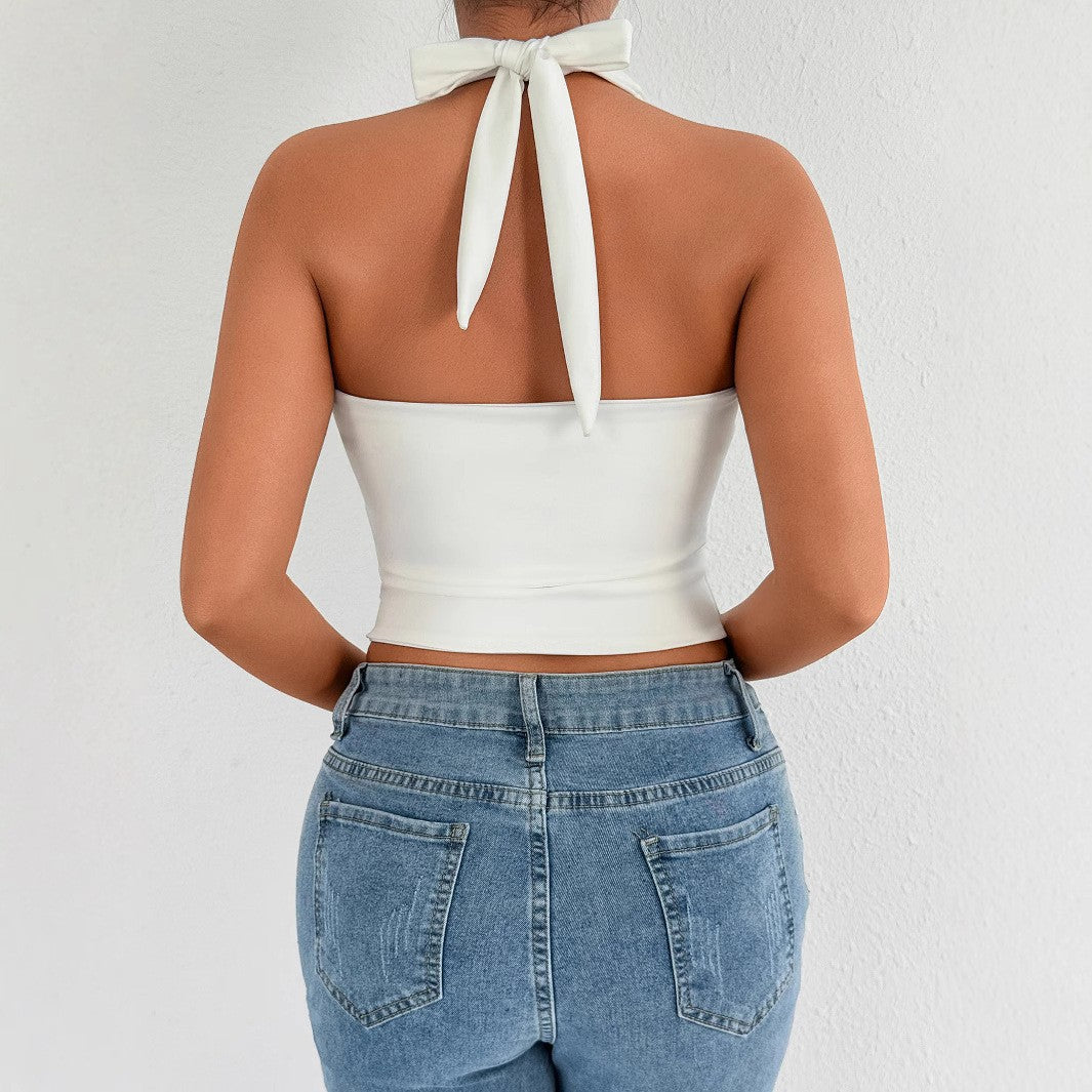 Damen Halterneck Top mit Reißverschluss EB
