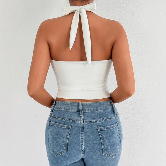 Damen Halterneck Top mit Reißverschluss EB