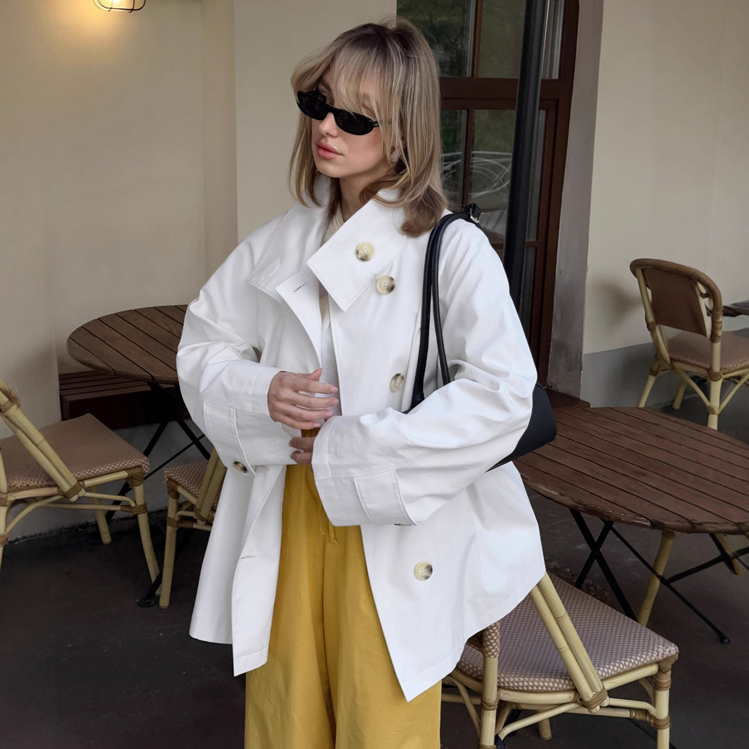 Damen Modischer Oversized-Trenchcoat mit großen Knöpfen EB