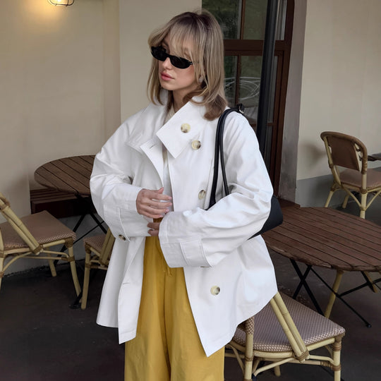 Damen Modischer Oversized-Trenchcoat mit großen Knöpfen EB