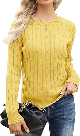 Damen klassischer Strickpullover mit Zopfdesign EB