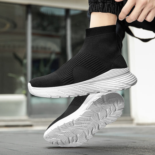 Damen nan nahtloser Strick-Freizeitsneaker mit sockenkragen und stoßdämpfender Profilsohle EB