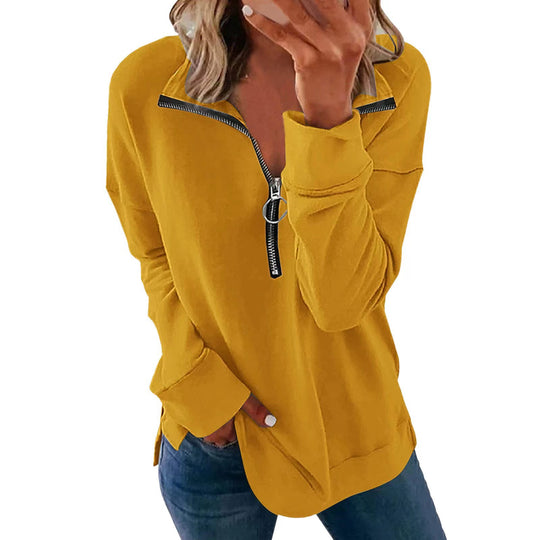 Damen Freizeitpullover mit stylischem Reißverschluss EB