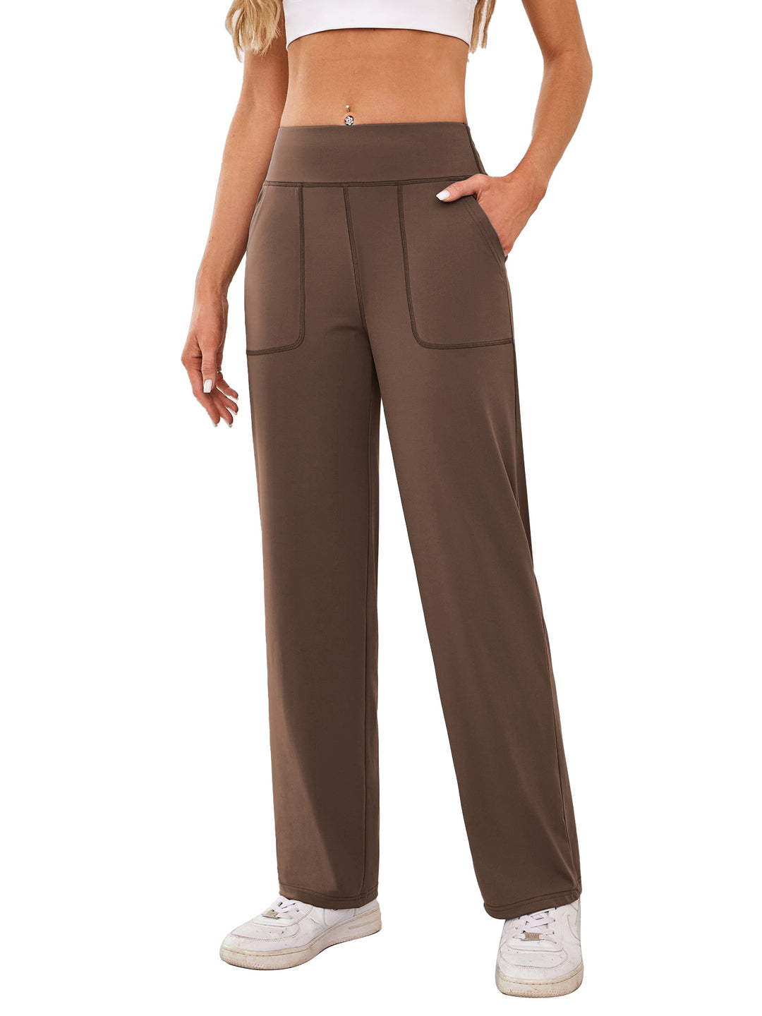 Damen bequeme Freizeithose mit seitlichen Taschen und elastischem Bund EB