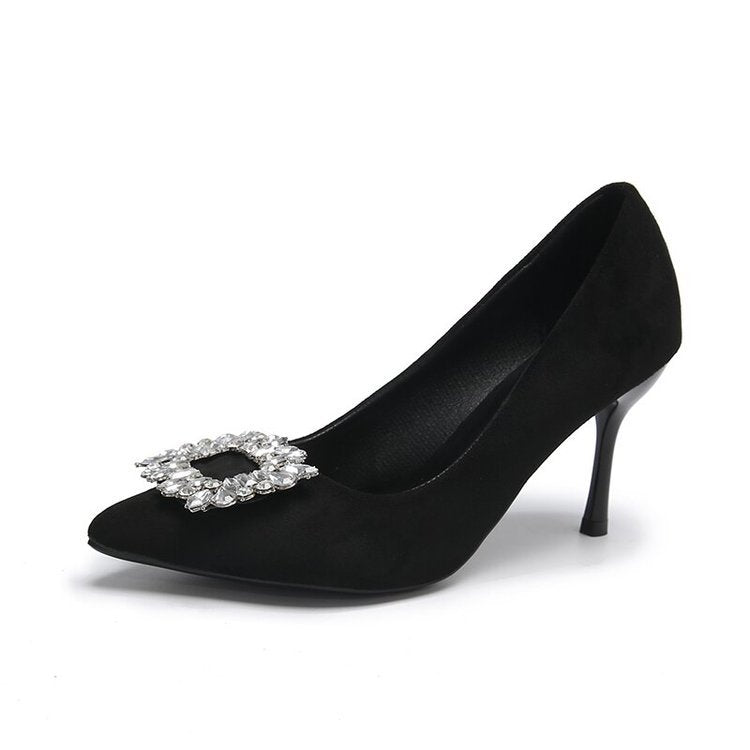 Damen elegante Spitzenpumps mit funkelndem Strassakzent EB