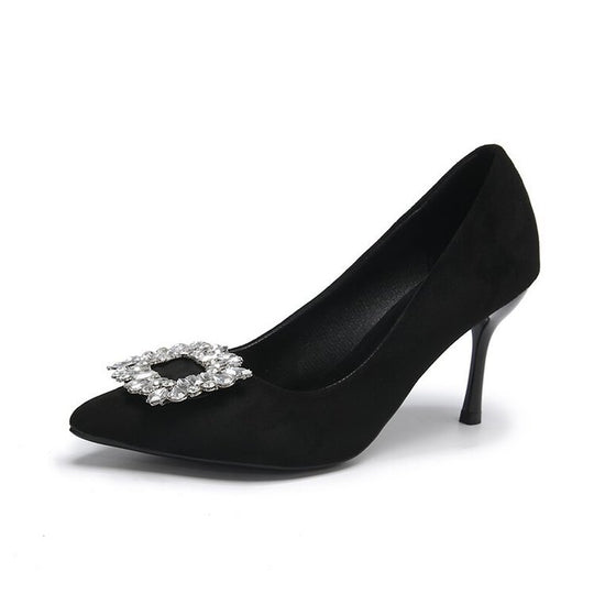 Damen elegante Spitzenpumps mit funkelndem Strassakzent EB