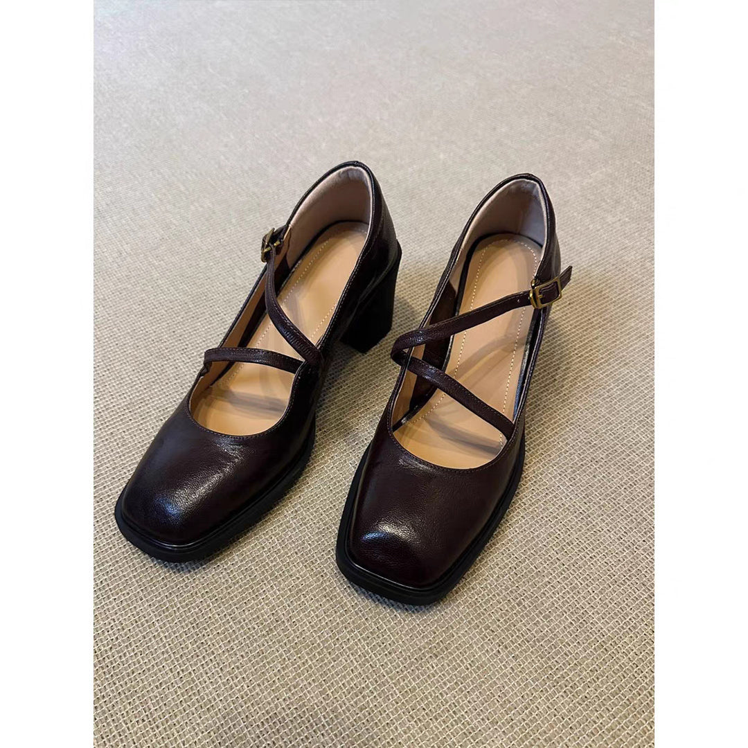 Damen elegante Mary Jane Pumps mit modischem Riemchen-Design EB