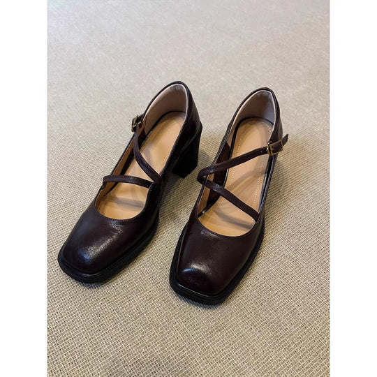 Damen elegante Mary Jane Pumps mit modischem Riemchen-Design EB