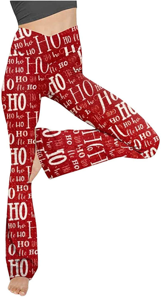 Damen nan taillenhohe Yogahose mit überkreuztem Bund und ausgestelltem Saum mit Schlitz EB