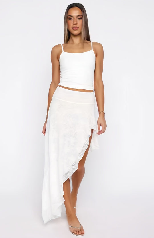 Damen asymmetrisches Kleid mit Spitzenrock und süßem Bustier-Oberteil EB