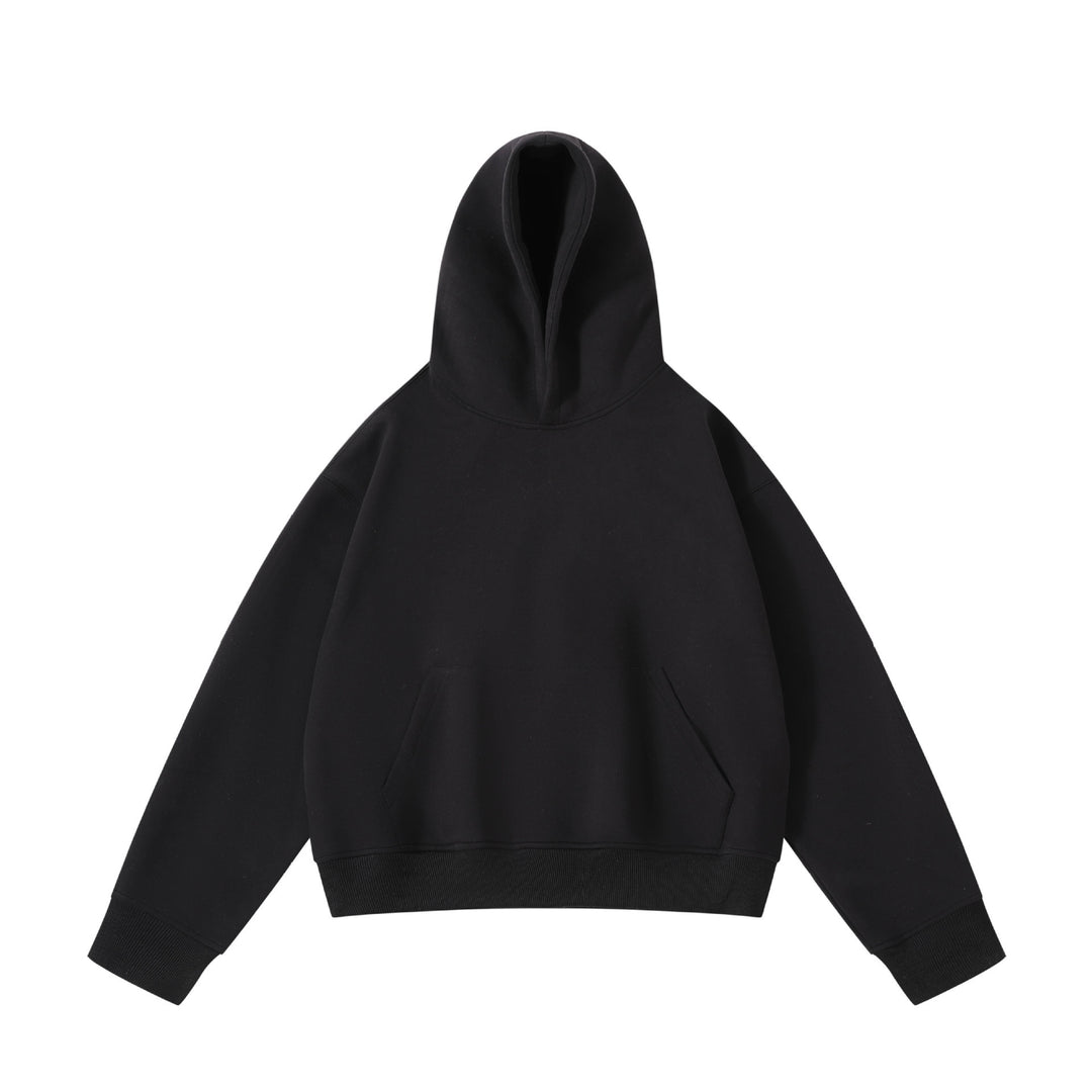 Unisex schwerer Oversize-Kapuzenpullover mit doppellagiger Kapuze Kängurutasche und breitem Rippbund EB