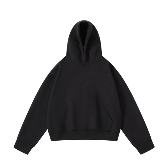 Unisex schwerer Oversize-Kapuzenpullover mit doppellagiger Kapuze Kängurutasche und breitem Rippbund EB