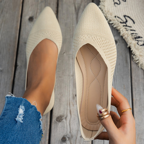 Damen Ballerinas mit kreativem Hahnentrittmuster und flexiblem Fußbett EB
