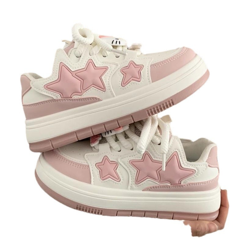 Damen Modische Sneakers mit Sternen-Applikationen und gepolsterter Sohle EB