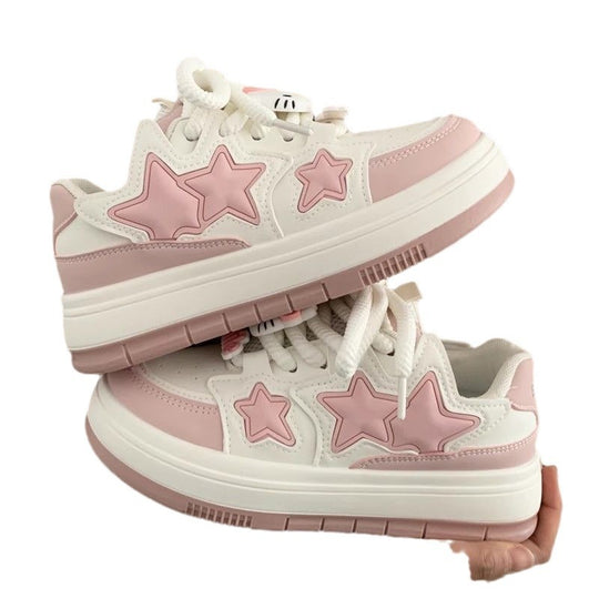 Damen Modische Sneakers mit Sternen-Applikationen und gepolsterter Sohle EB