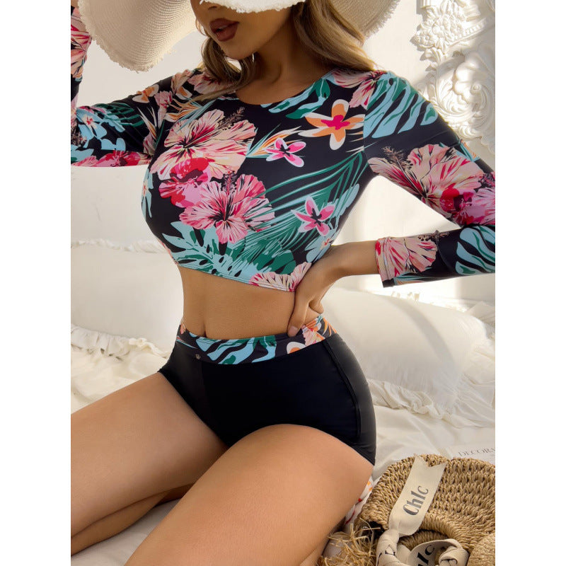 Damen Surf-Bikini-Set mit langärmeliger Oberteil und sportlichem Design EB