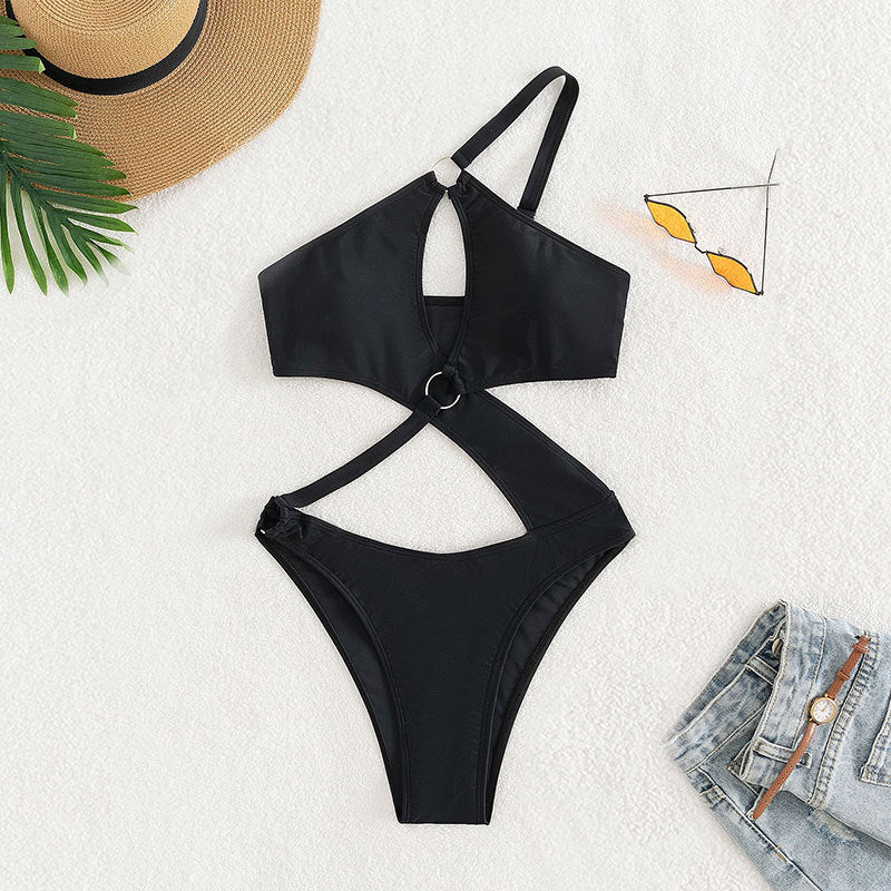 Damen Einteiliger Badeanzug mit modischem Cut-Out-Design und verstellbaren Trägern EB