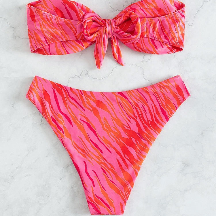 Damen Bandeau-Bikini mit modernem Leopardenmuster EB
