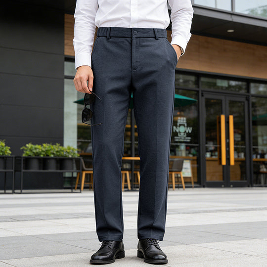 Herren Elegante gerade Tailoring-Hose mit Bügelfalte und feiner Fischgrätstruktur EB