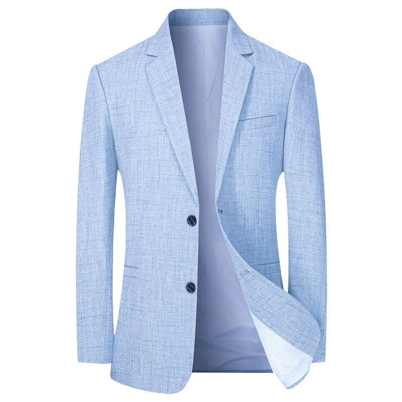 Herren Leichter Leinenblazer Slim-Fit Zweiknopf-Sakko atmungsaktiv EB