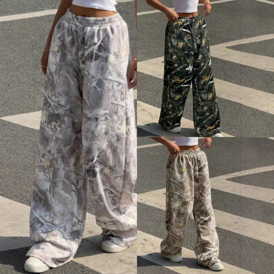 Damen Weitgeschnittene Print-Hose mit elastischem Bund EB