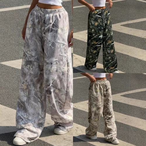 Damen Weitgeschnittene Print-Hose mit elastischem Bund EB