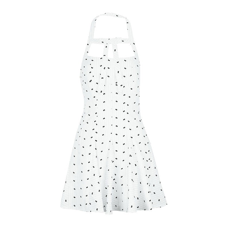 Damen Halterkleid mit floralem Design und schwingendem Saum EB