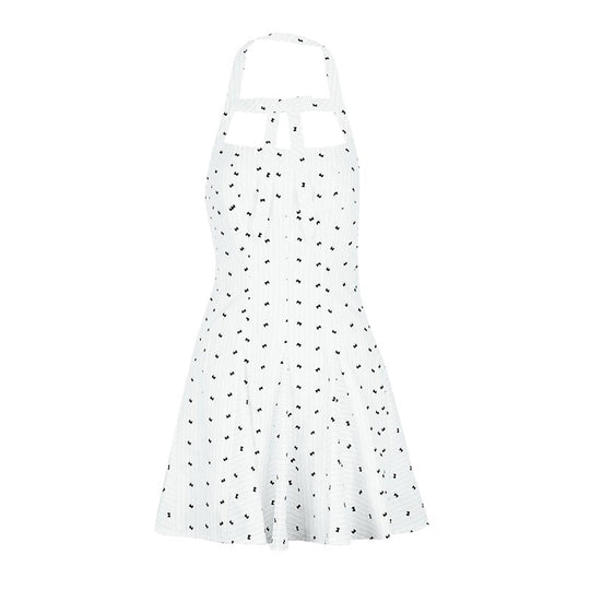 Damen Halterkleid mit floralem Design und schwingendem Saum EB