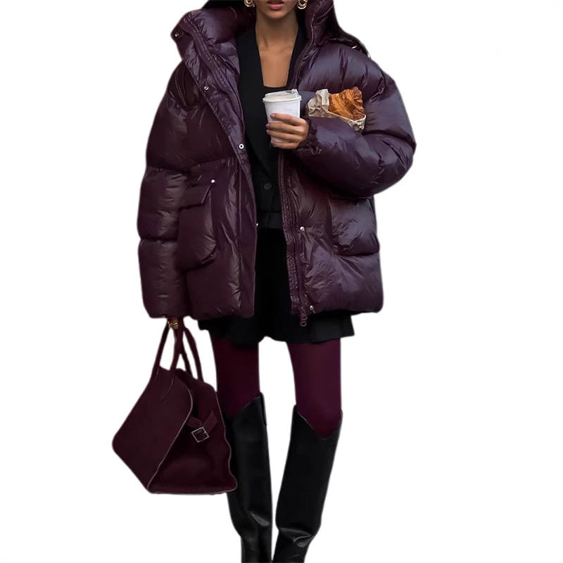Damen Wattierte Winterjacke mit verstellbarem Taillenzug und Kapuze EB