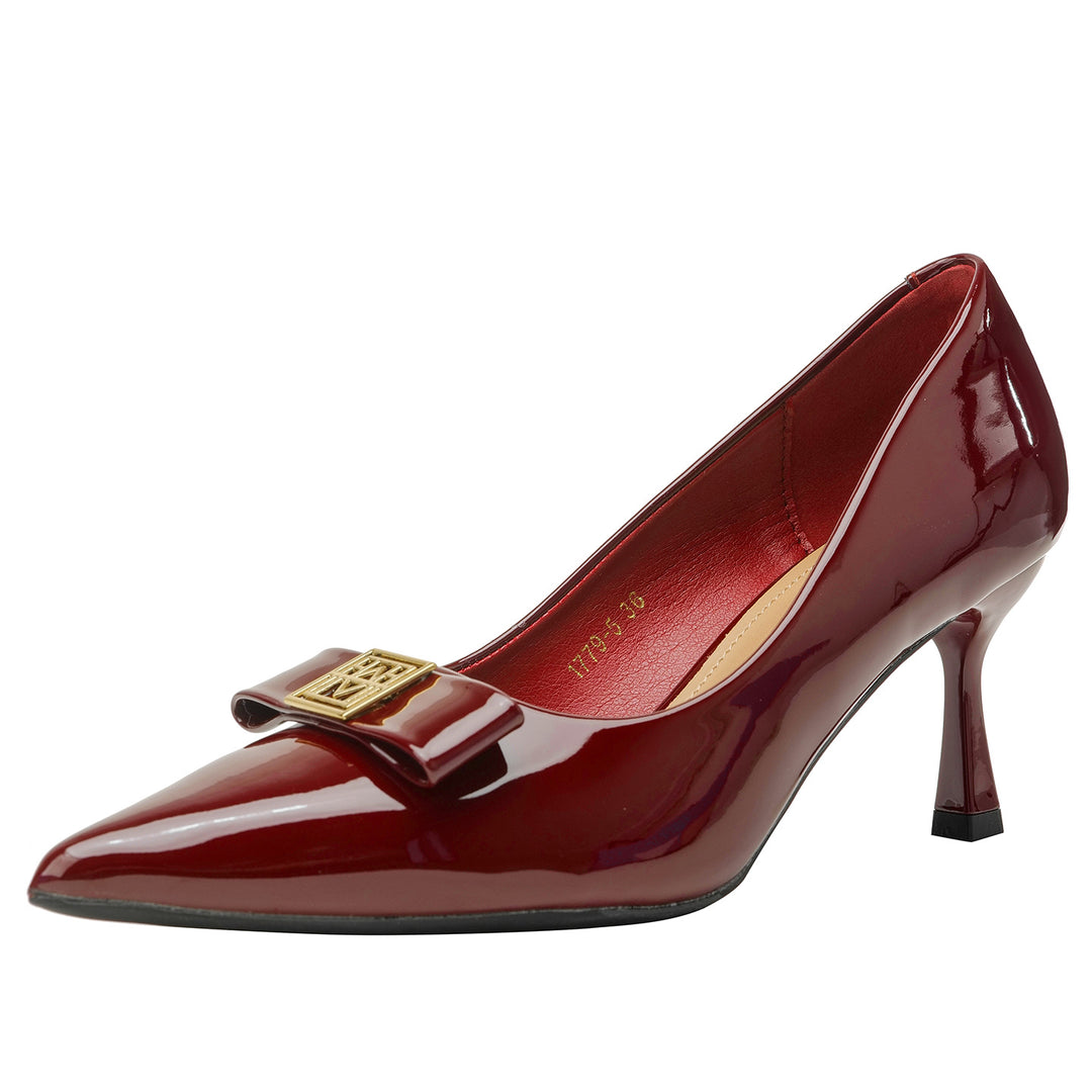Damen elegante Pumps mit einzigartigem Schleifenakzent und komfortablem Blockabsatz EB