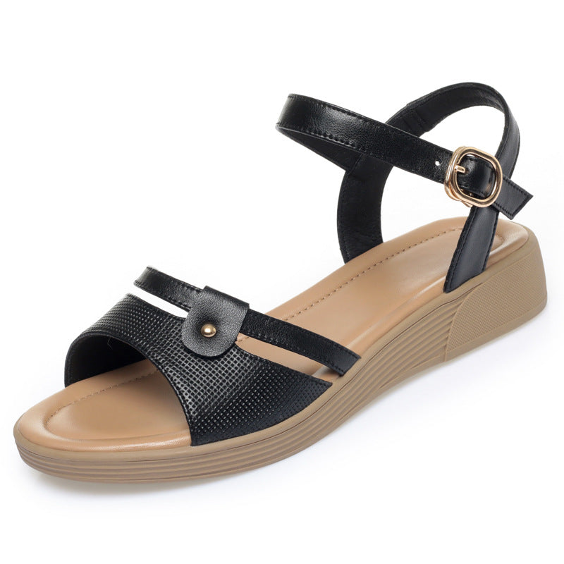 Damen Bequeme Wedgesandaletten mit verstellbarem Riemendesign und rutschfester Sohle EB