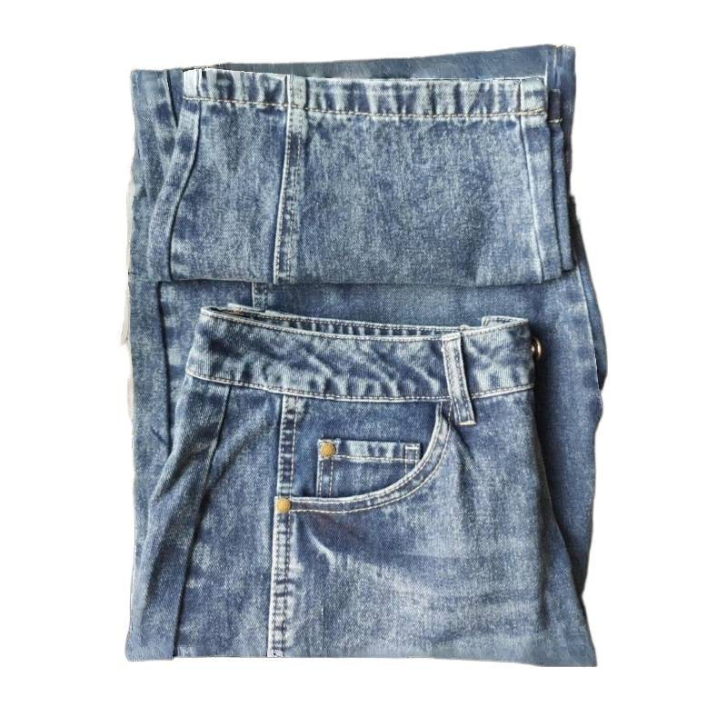 Damen Weite High-Waist Jeans im Vintage-Look mit ausgefallenem Waschverfahren EB
