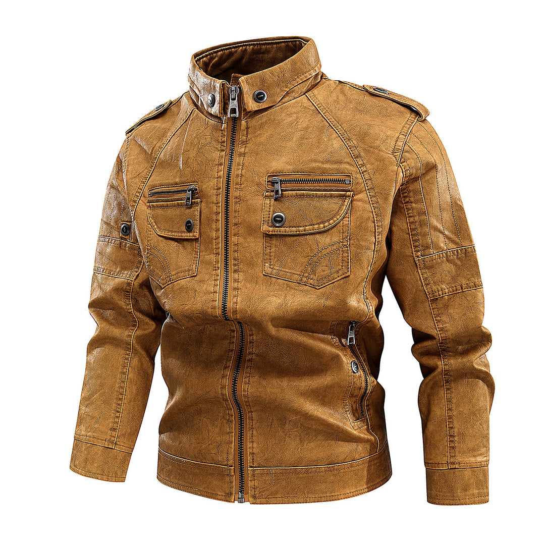 Herren stylische Bikerjacke mit praktischen Taschen und hochgeschlossenem Kragen EB