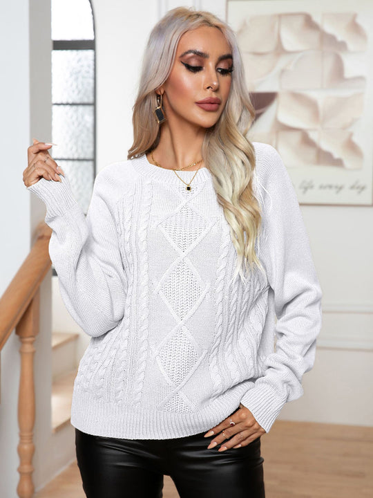 Damen Strickpullover mit strukturiertem Zopfmuster EB