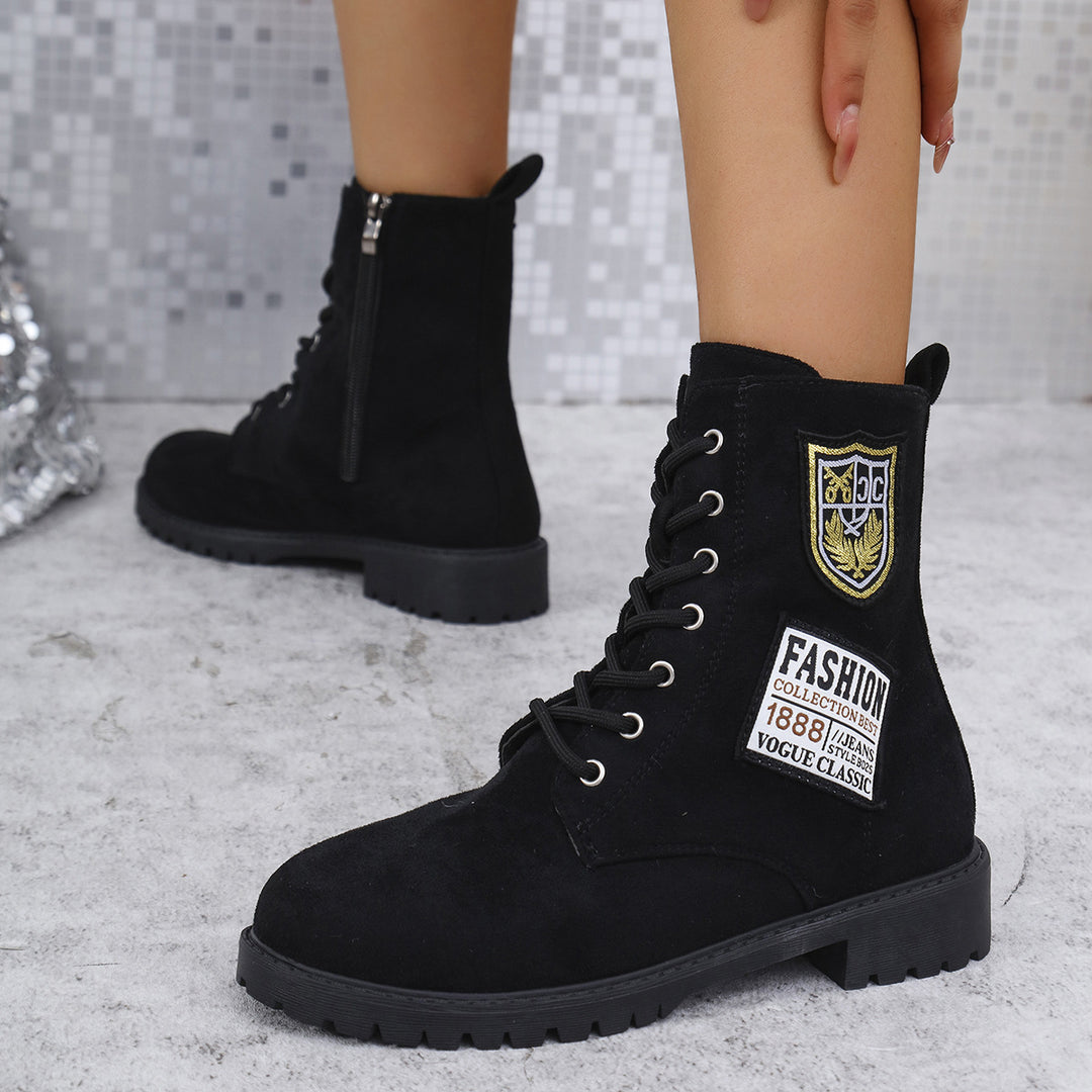 Damen Schnürstiefeletten mit modischem Patch-Design EB