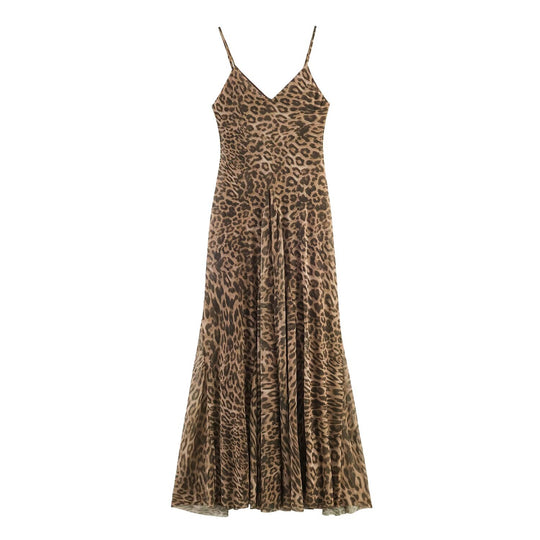 Damen Maxikleid mit elegantem Leo-Print und fließendem Schnitt EB